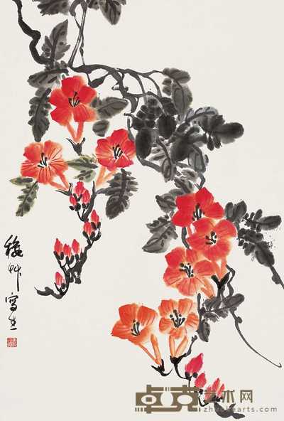陈秋草 花卉 立轴 64×43.5cm